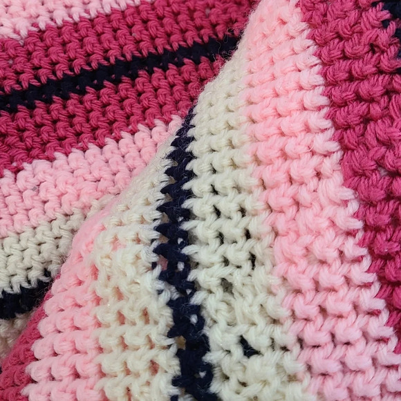 Vintage Handmade  Afghan Blanket Crochet‎ Knit - Picture 5 of 7